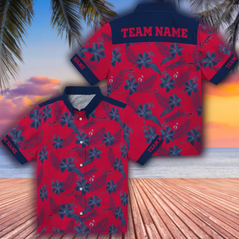 Atlanta Braves Personalized Red Hawaiian Shirt Botanical Print Atlanta Braves Personalized Red Hawaiian Shirt Botanical Print