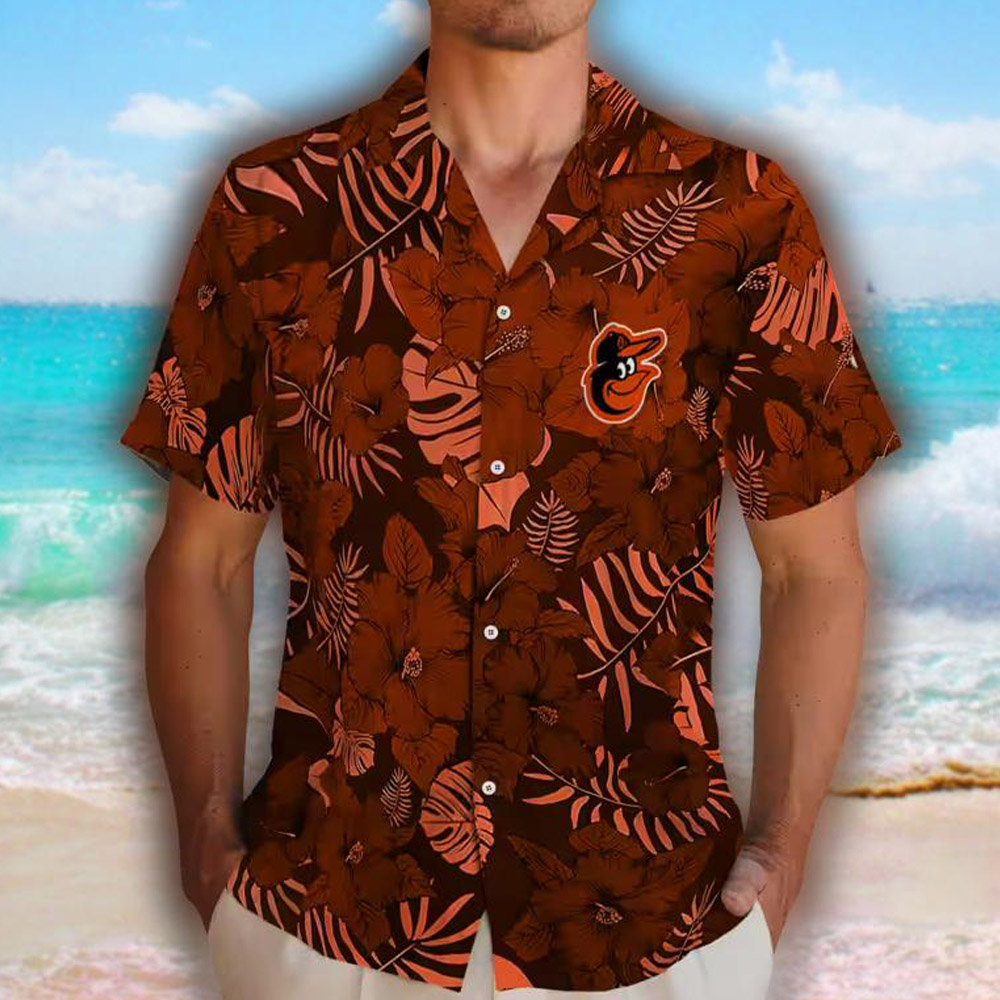 Baltimore Orioles Hawaiian Shirt Jungle Vibes Orange Design Baltimore Orioles Hawaiian Shirt Jungle Vibes Orange Design