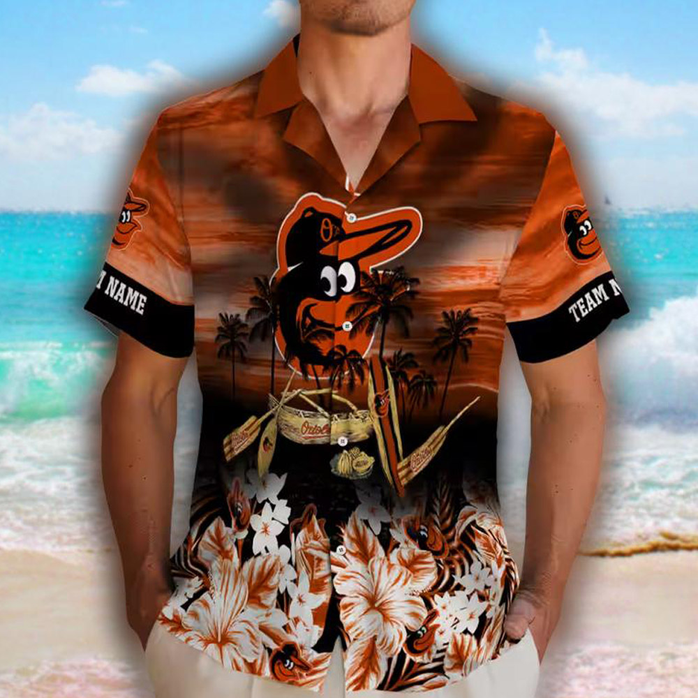 Baltimore Orioles Tropical Orange Hawaiian Shirt Personalized Design Baltimore Orioles Tropical Orange Hawaiian Shirt Personalized Design
