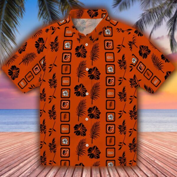 Orange Hawaiian Shirt Baltimore Orioles Floral Design Framed 1