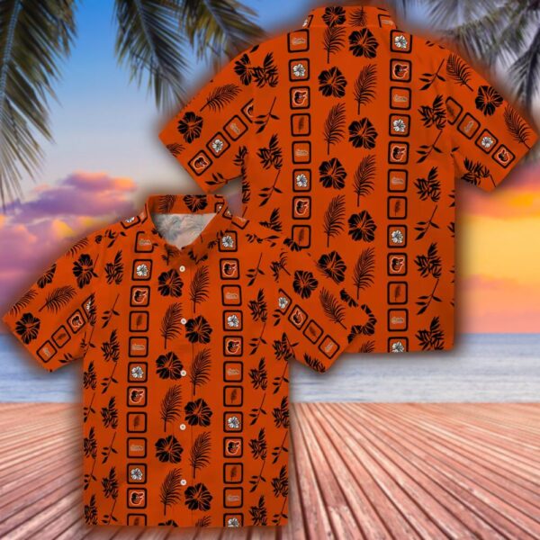 Orange Hawaiian Shirt Baltimore Orioles Floral Design Framed 3