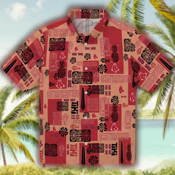 Boston Red Sox Tribal Hawaiian Shirt with Symbol Design 1