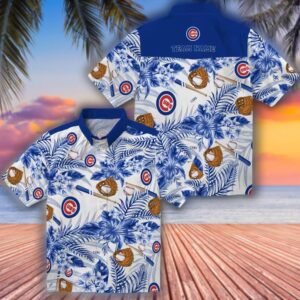 Chicago Cubs Floral Baseball Hawaiian Shirt in Blue and White Customized 3