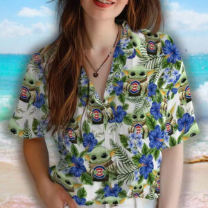 Chicago Cubs Green Yoda Hawaiian Shirt Tropical Design 4