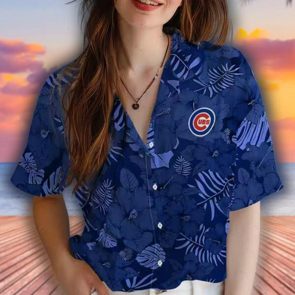 Chicago Cubs Hawaiian Shirt Jungle Vibes Blue Fan Apparel 4
