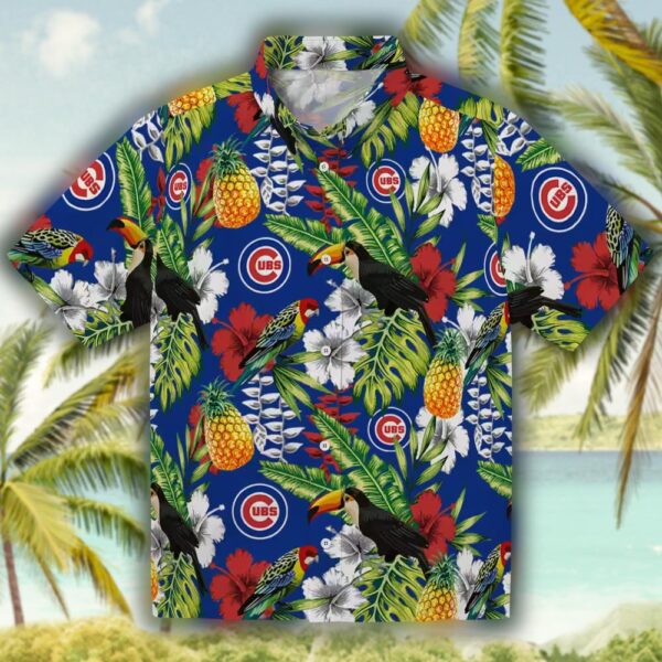 Chicago Cubs Hawaiian Shirt Tropical Toucan Blue Green Design 1