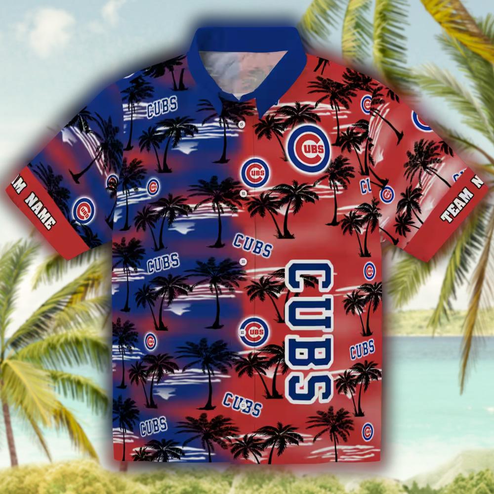 Chicago Cubs Silhouette Blue Hawaiian Shirt Personalized Design Chicago Cubs Silhouette Blue Hawaiian Shirt Personalized Design