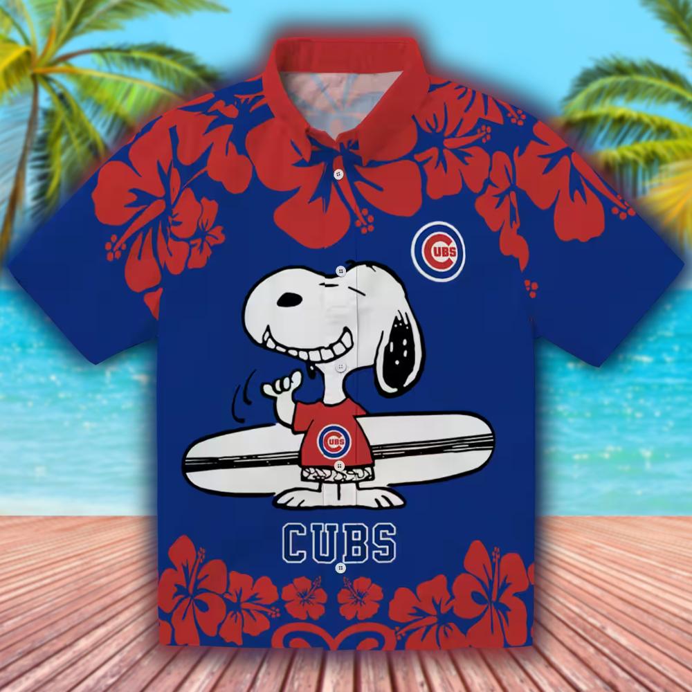 Chicago Cubs Snoopy Surf Hawaiian Shirt Blue White Chicago Cubs Snoopy Surf Hawaiian Shirt Blue White