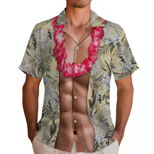 Chicago White Sox Black Hawaiian Shirt with Chest Illusion Design 2