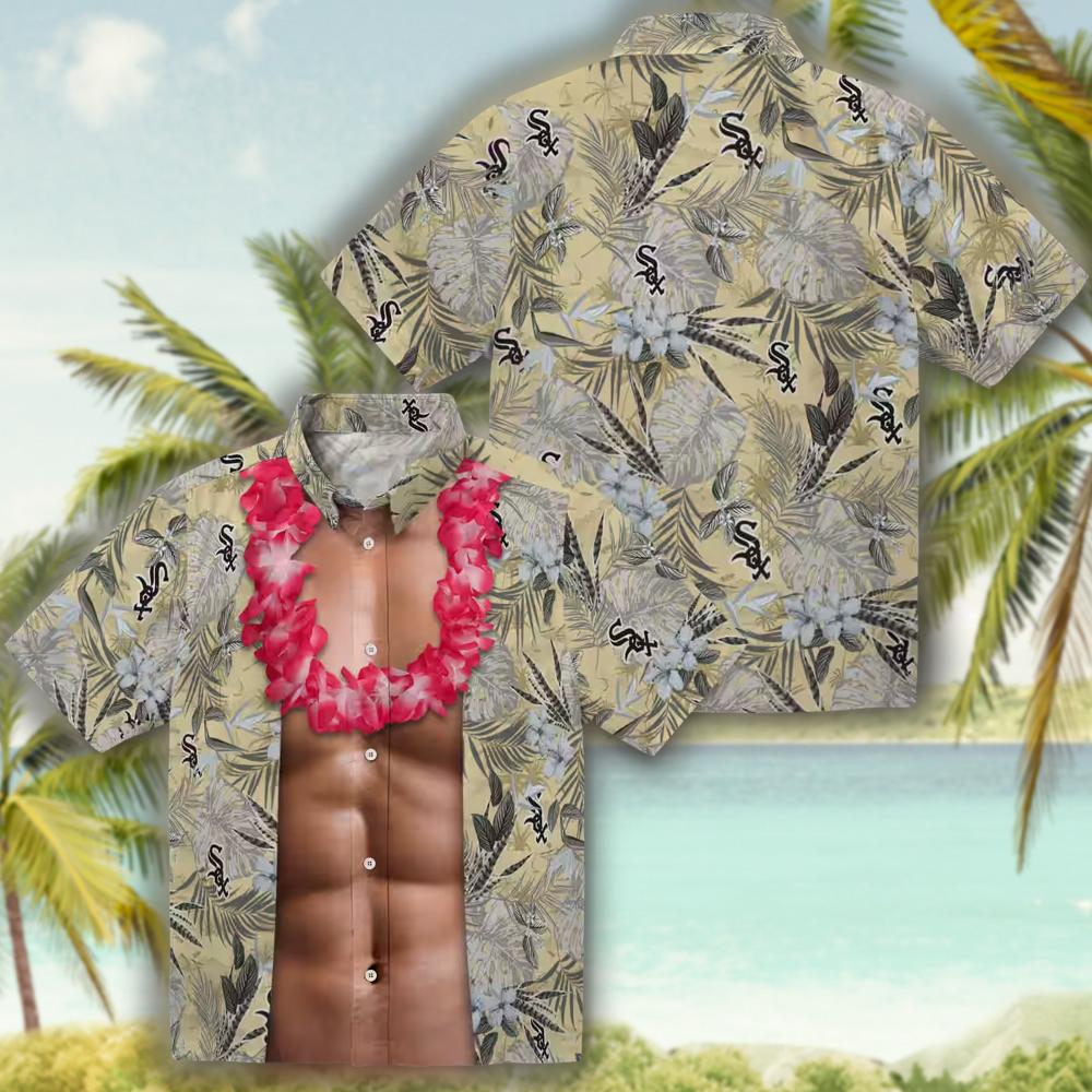 Chicago White Sox Black Hawaiian Shirt with Chest Illusion Design Chicago White Sox Black Hawaiian Shirt with Chest Illusion Design