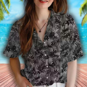 Chicago White Sox Black Hawaiian Shirt with Leafy Pattern 4