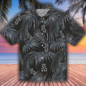 Chicago White Sox Hawaiian Shirt Black Leafy Palms Design 1