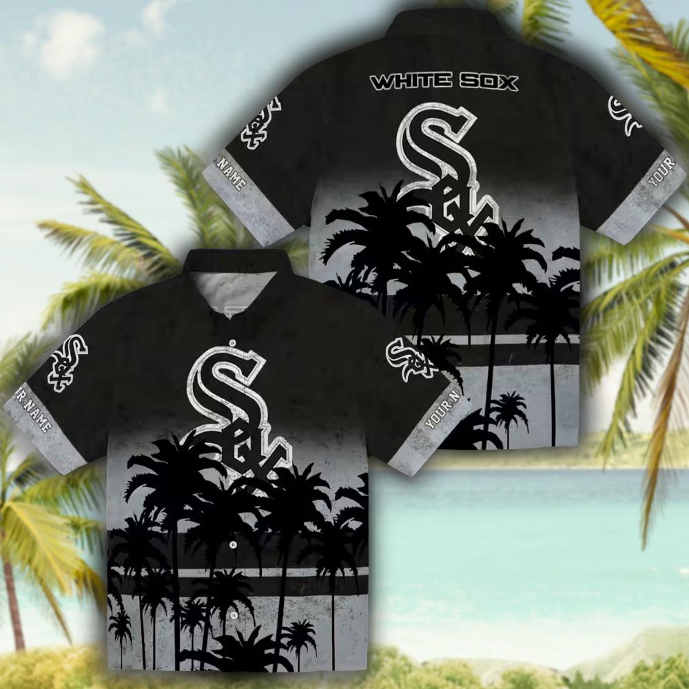 Chicago White Sox Hawaiian Shirt Black Sunset Design Customizable Chicago White Sox Hawaiian Shirt Black Sunset Design Customizable