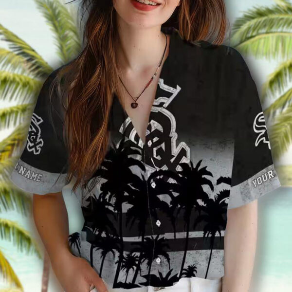Chicago White Sox Hawaiian Shirt Black Sunset Design Customizable 4