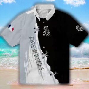 Chicago White Sox Hawaiian Shirt Black White Edgy Streaks Personalized 1
