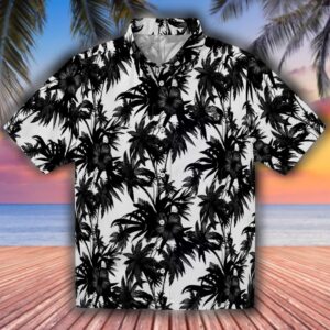 Chicago White Sox Hawaiian Shirt Black White Palm Motifs Design 1