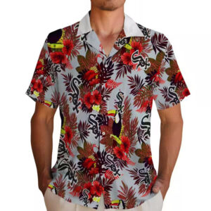 Chicago White Sox Hawaiian Shirt Floral Toucan Black Red Design 2