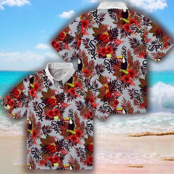 Chicago White Sox Hawaiian Shirt Floral Toucan Black Red Design 3