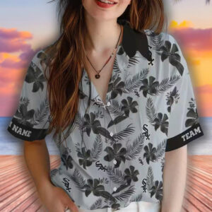 Chicago White Sox Hawaiian Shirt Personalized Botanical Print Silver 4