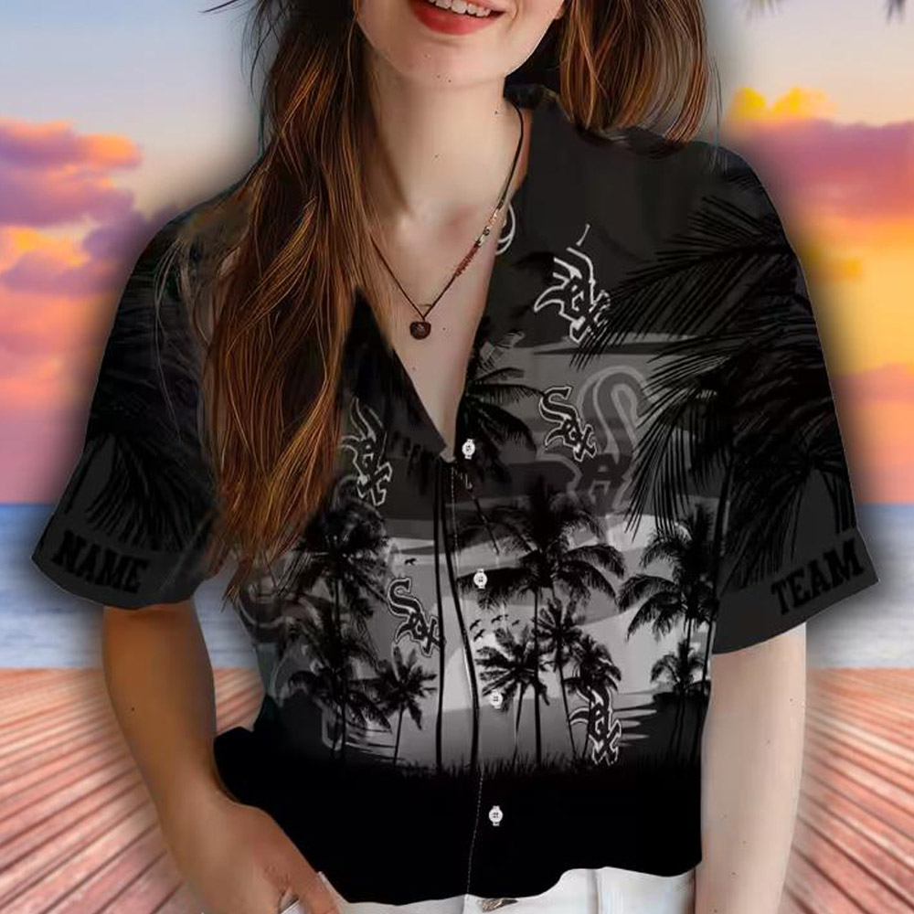 Chicago White Sox Hawaiian Shirt Sunset Design Black Aloha Shirt Chicago White Sox Hawaiian Shirt Sunset Design Black Aloha Shirt