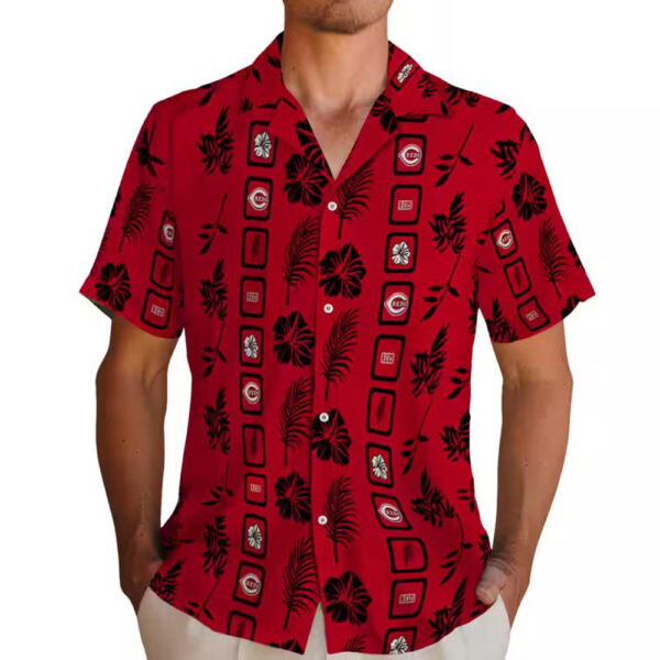 Cincinnati Reds Floral Hawaiian Shirt Framed Red Design 2