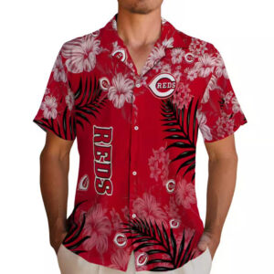 Cincinnati Reds Hawaiian Shirt Hibiscus Print Red Fan Gear 2