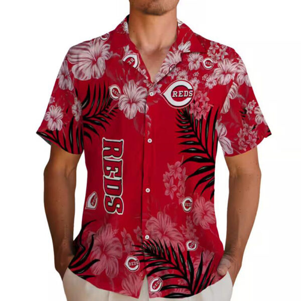 Cincinnati Reds Hawaiian Shirt Hibiscus Print Red Fan Gear 2