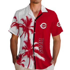 Cincinnati Reds Hawaiian Shirt Red White Palm Trees Design 2
