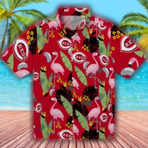 Cincinnati Reds Hawaiian Shirt with Flamingo Leaves Design 1