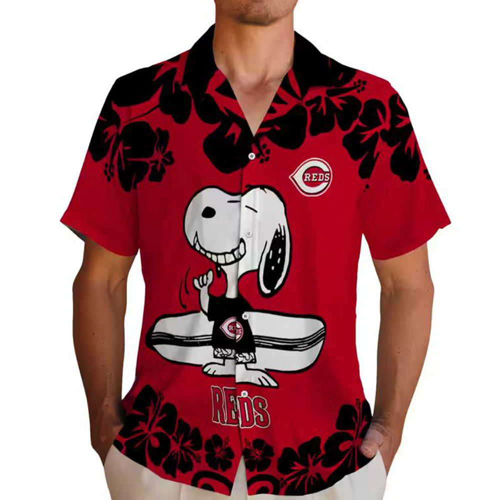 Cincinnati Reds Snoopy Hawaiian Surf Shirt Red White Design Cincinnati Reds Snoopy Hawaiian Surf Shirt Red White Design