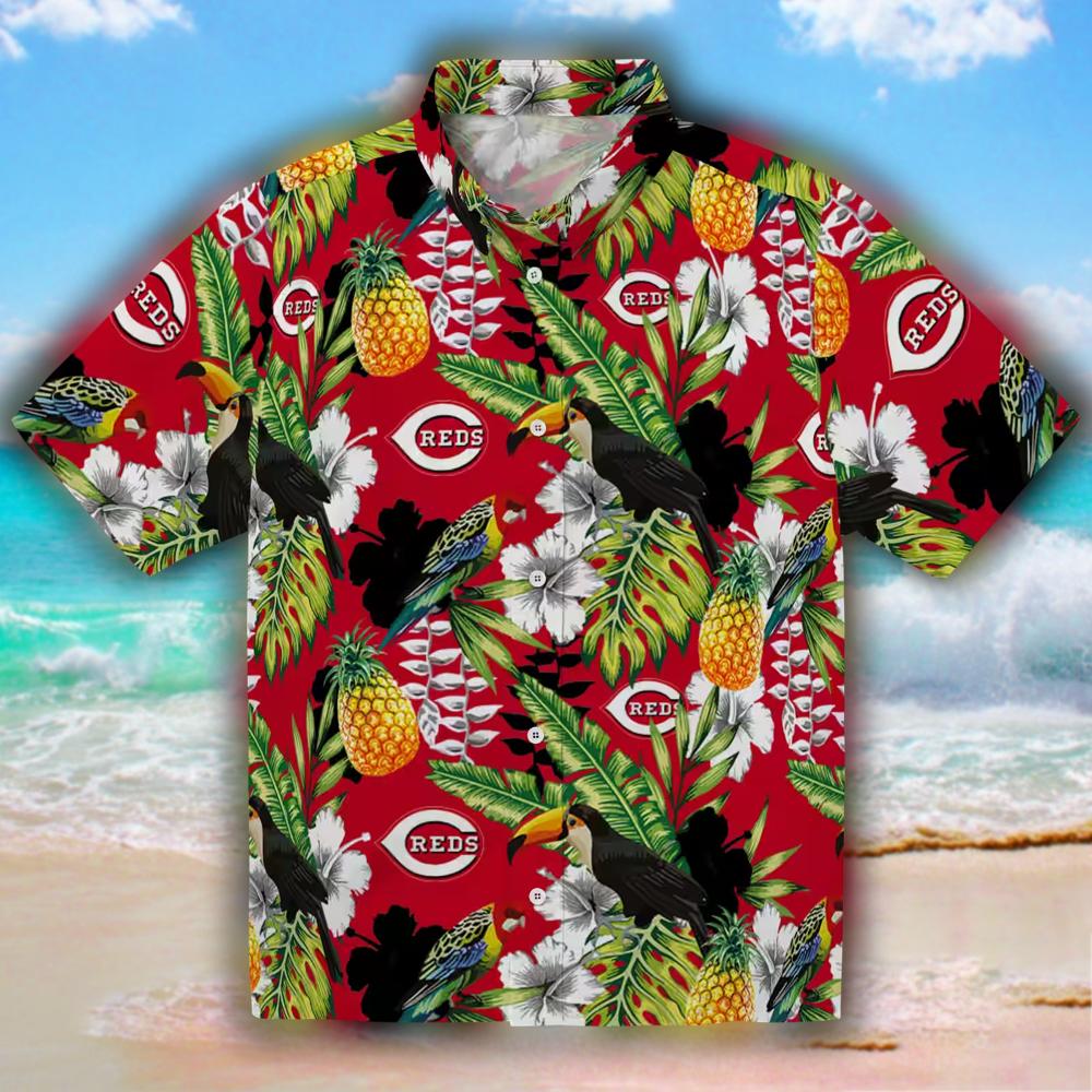 Cincinnati Reds Tropical Toucan Hawaiian Shirt Red Green Personalized Design Cincinnati Reds Tropical Toucan Hawaiian Shirt Red Green Personalized Design