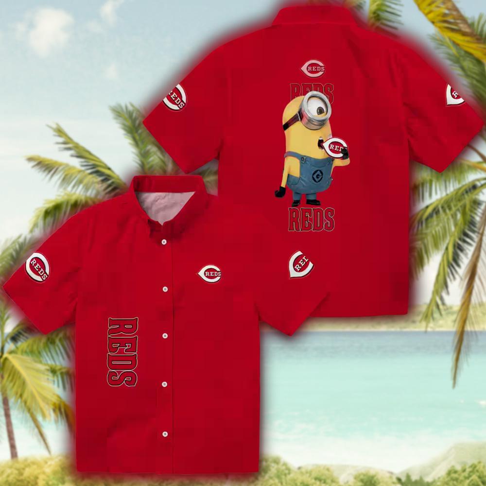 Stuart Minion Cincinnati Reds Red Hawaiian Shirt for Fans Stuart Minion Cincinnati Reds Red Hawaiian Shirt for Fans