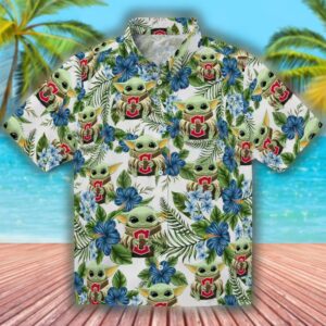 Cleveland Guardians Green Hawaiian Shirt Tropical Yoda Design 1