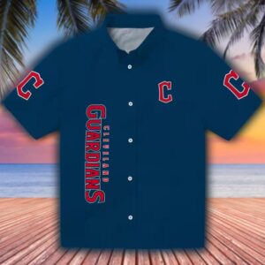 Cleveland Guardians Hawaiian Shirt Navy Blue Stuart Minion Design 1
