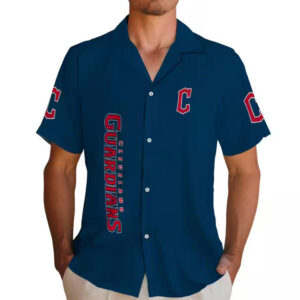 Cleveland Guardians Hawaiian Shirt Navy Blue Stuart Minion Design 2