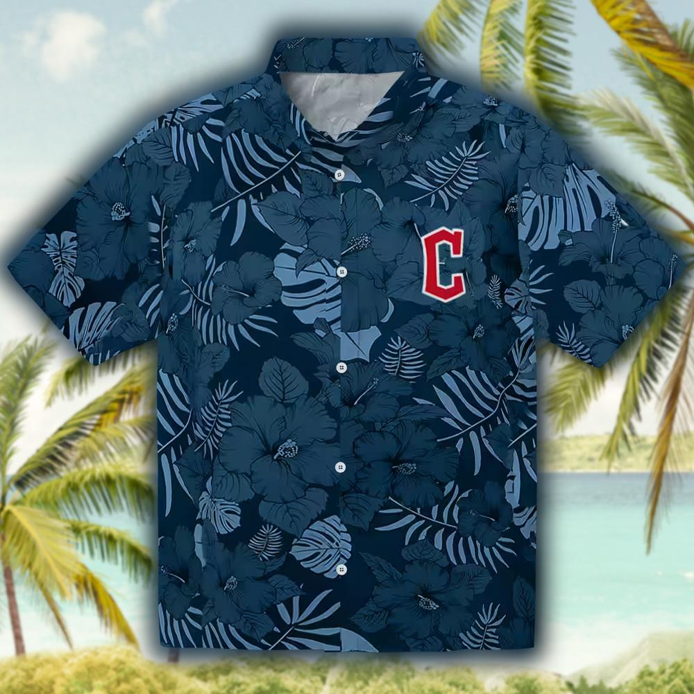 Cleveland Guardians Navy Blue Hawaiian Shirt Jungle Vibes Cleveland Guardians Navy Blue Hawaiian Shirt Jungle Vibes