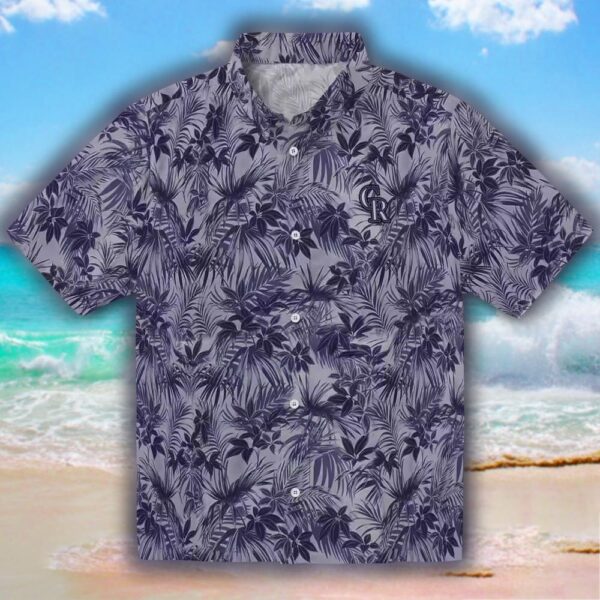Colorado Rockies Hawaiian Shirt Blue Leafy Pattern Aloha Style 1