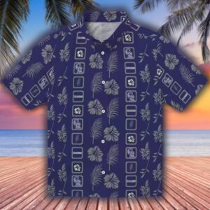 Colorado Rockies Hawaiian Shirt Floral Blue Framed Design 1