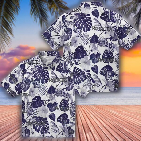 Colorado Rockies Hawaiian Shirt Tropical Blue White Design 3
