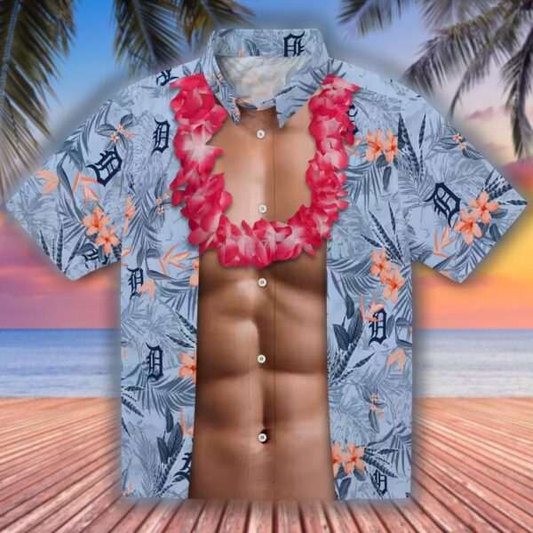Detroit Tigers Navy Hawaiian Shirt with Chest Illusion Design 1