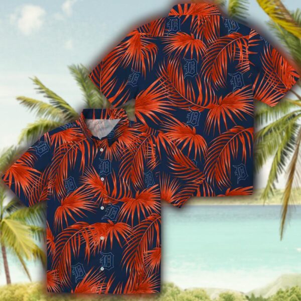 Leafy Palms Navy Hawaiian Shirt Detroit Tigers Fan Gear 3