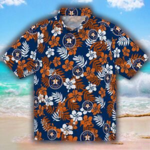 Houston Astros Blue Hawaiian Shirt Tropical Floral Design 1