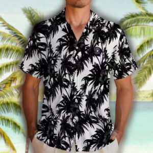 Houston Astros Hawaiian Shirt Black White Palm Motifs Design 2