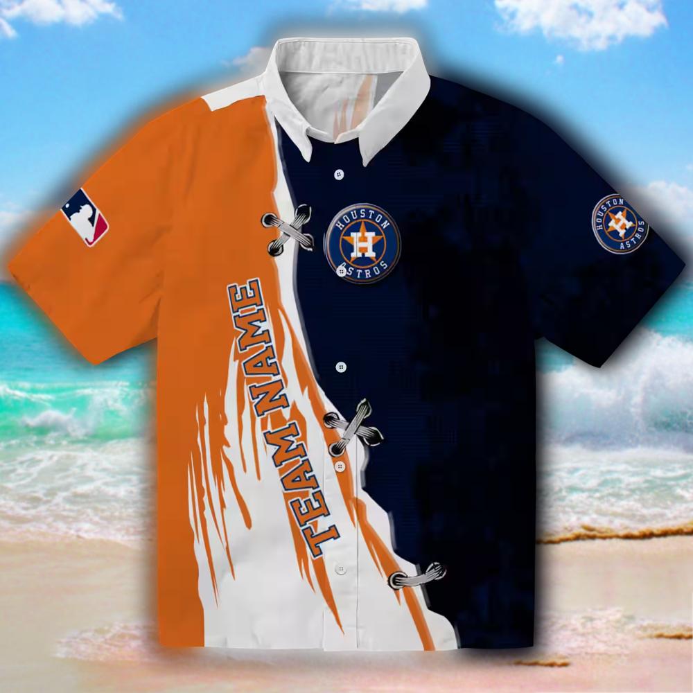 Houston Astros Personalized Blue White Edgy Streaks Hawaiian Shirt Houston Astros Personalized Blue White Edgy Streaks Hawaiian Shirt