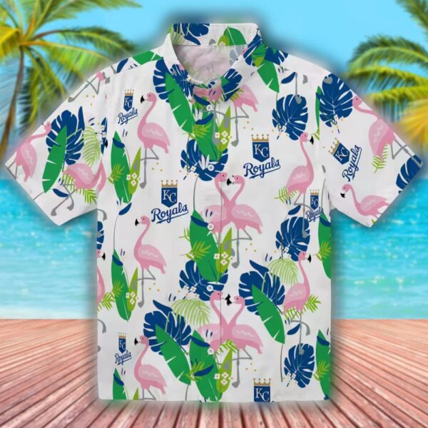Kansas City Royals Flamingo Hawaiian Shirt Blue Green Design 1