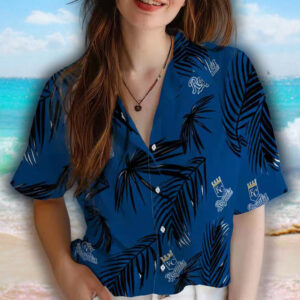 Kansas City Royals Hawaiian Shirt Palm Leaf Royal Blue Design 4
