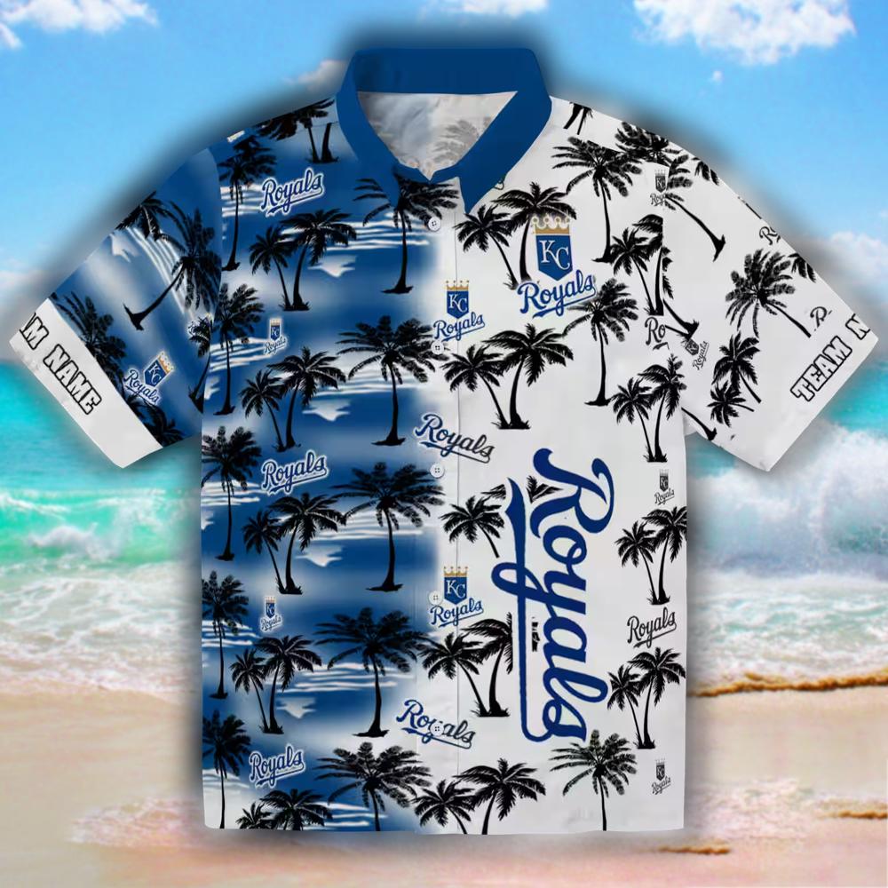 Kansas City Royals Hawaiian Shirt Personalized Palm Silhouette Royal Blue Kansas City Royals Hawaiian Shirt Personalized Palm Silhouette Royal Blue