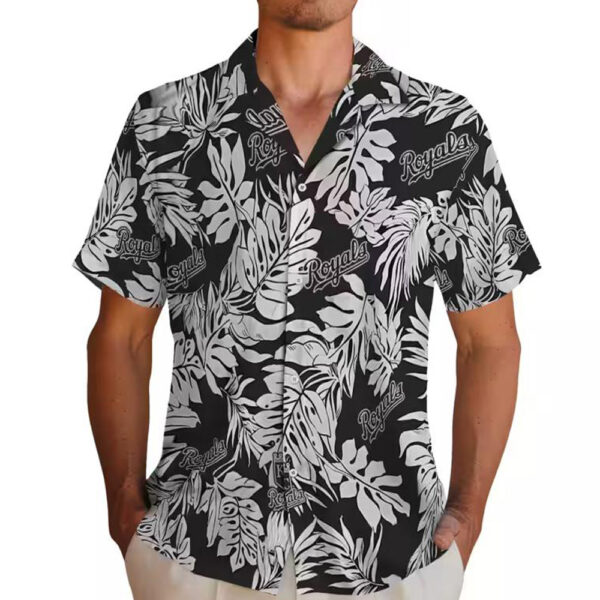 Kansas City Royals Monstera Leaf Black Hawaiian Shirt 2