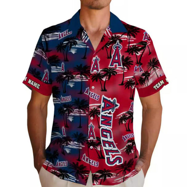 Custom Los Angeles Angels Palm Design Blue Hawaiian Shirt 2