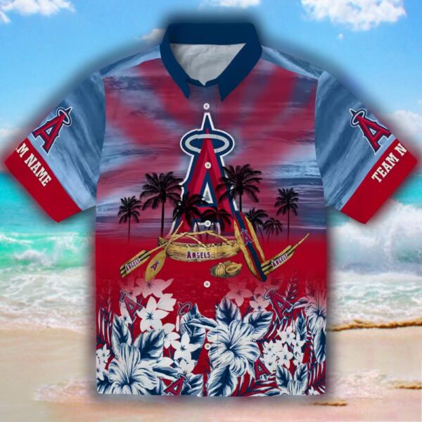 Los Angeles Angels Tropical Canoe Blue Hawaiian Custom Shirt 1